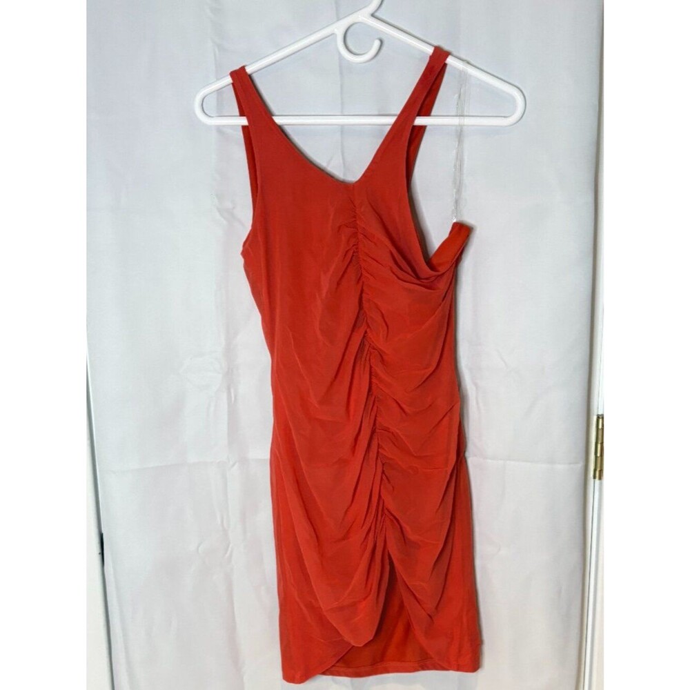 NWT Tic Toc Red/Orange Ruched Bodycon Mini Dress Size Large